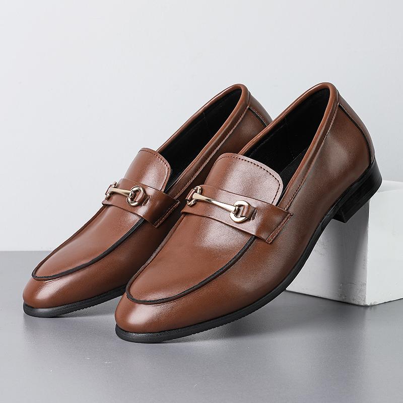 

Fashion Handmade Male Leisure Walk Flats Man Lazy Shoes New Leather Mens Loafers Soft Moccasins Ultra-light Soft-Soled Driving Shoes 38 коричневый
