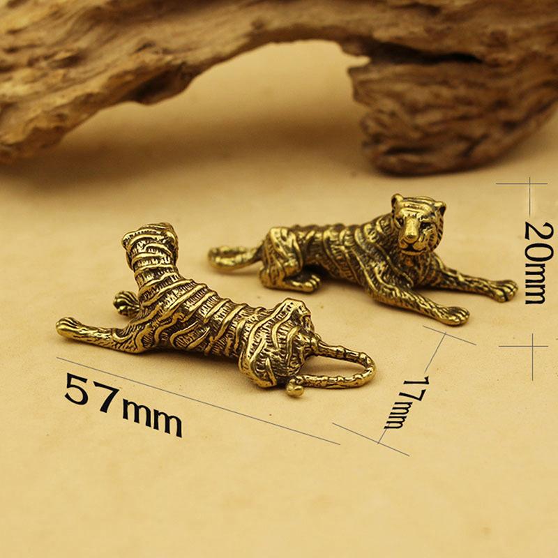 Tiger 3D messingstøpestatue Mini dyremetallfigur hjemmeinnredning