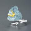 Adjustable Aquamarine Butterfly Ring with Big Gemstones Natural Stone Finger Jewelry Accessory for Elegant Women