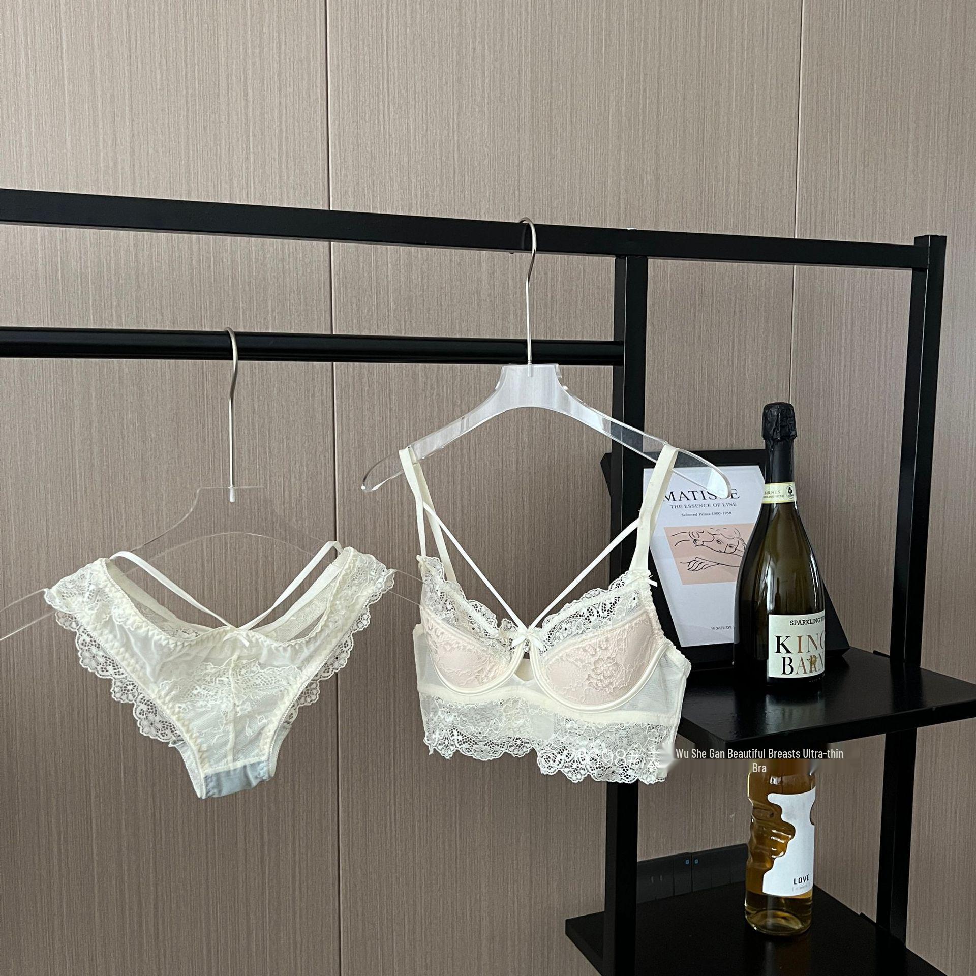 

Набор нижнего белья Pure Desire в французском стиле, ультратонкий, для женщин с пышной грудью, с мягкими косточками, против обвисания, сексуальный кружевной комплект (Минимизация бюста) 38/85AB