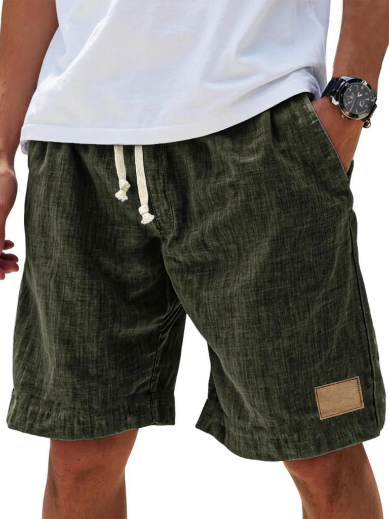 Men's Casual Linen Drawstring Shorts, Lightweight Summer Breathable Comfortable Elastic Waist, Multiple Colors