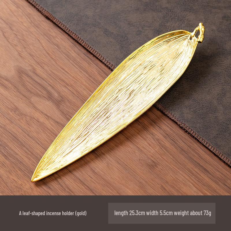 Antique Alloy Banana & Bodhi Leaf Incense Holder for Home - Creative Sandalwood Agarwood Stick Burner