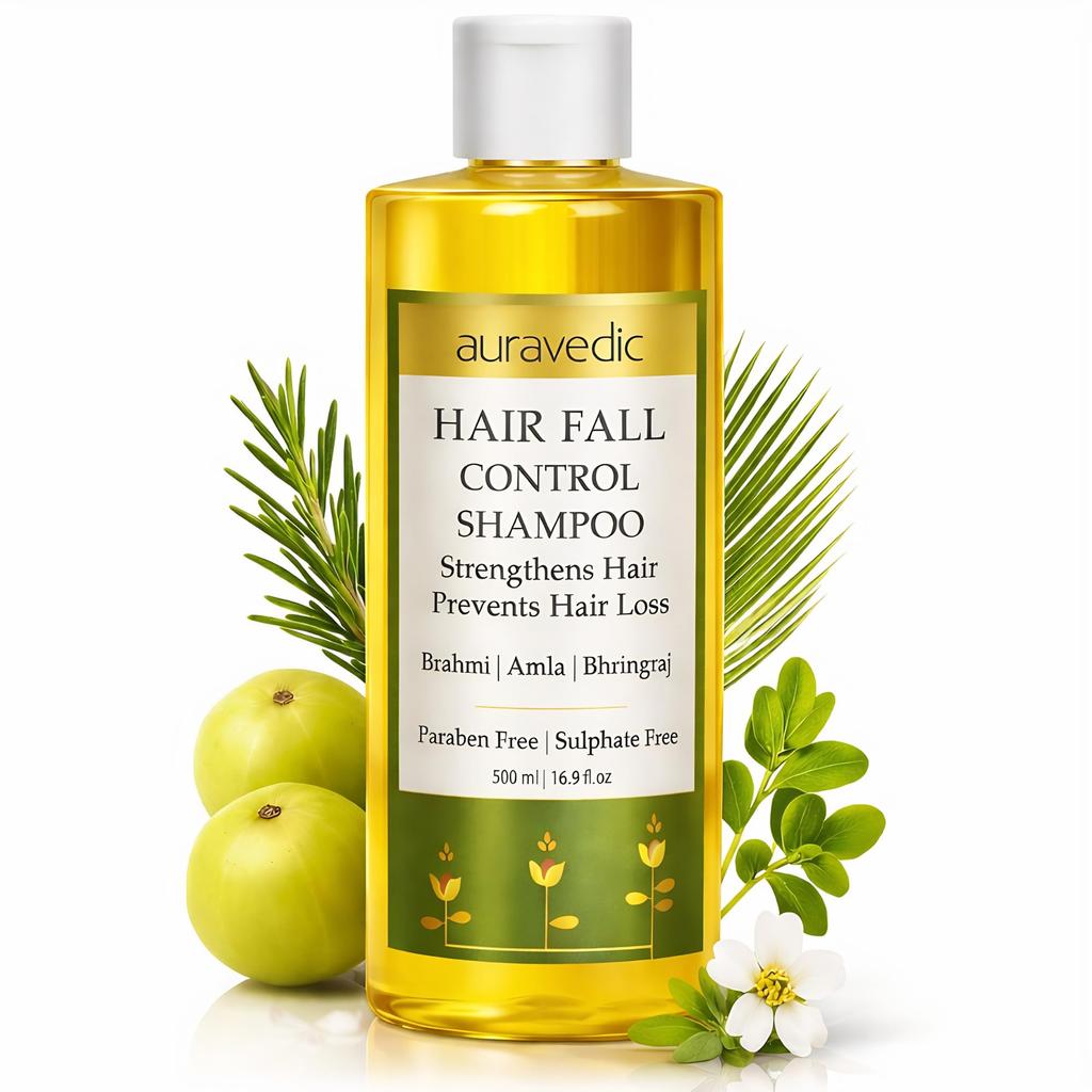 Auravedic Anti Hair Fall Shampoo For Women Men 500 Ml Best Shampoo For Hair Fall Control with Amla Brahmi Mahabhringraj Oil For Hair Growth Natural