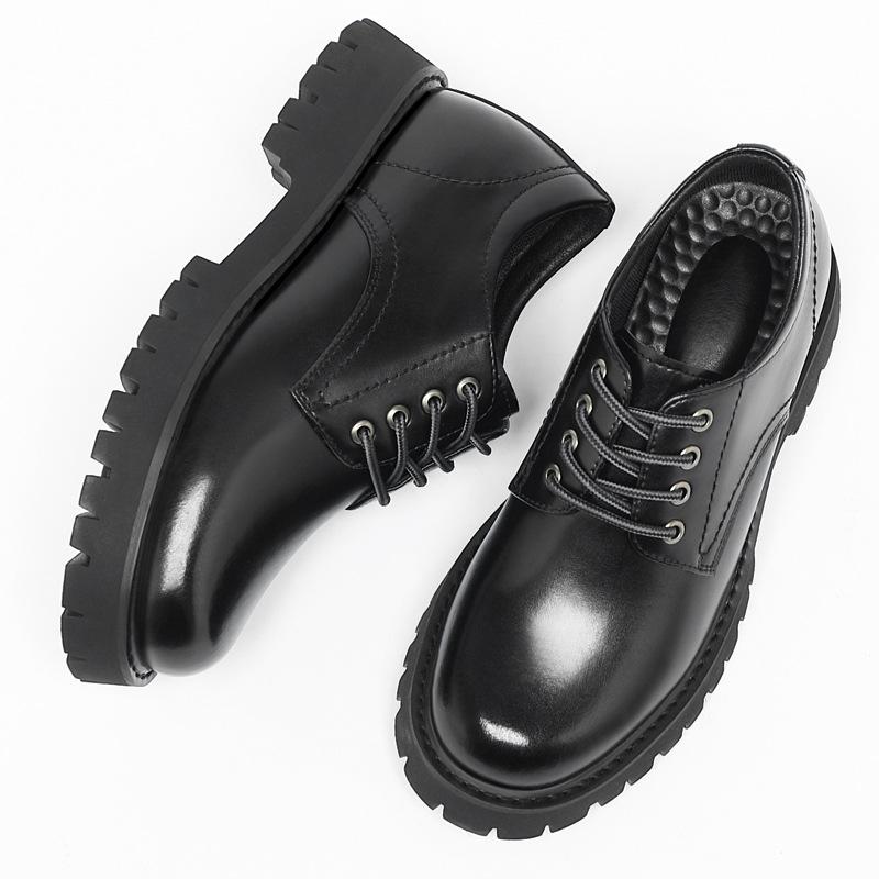 Inner heightening leather shoes 8cm men's big head and thick sole invisible heightening wedding gift shoes genuine leather business formal men's le