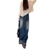 2407 Damen A-Linien-Rock aus distressed gewaschenem Denim - Retro Slim Long Fit für Frühling und Herbst
