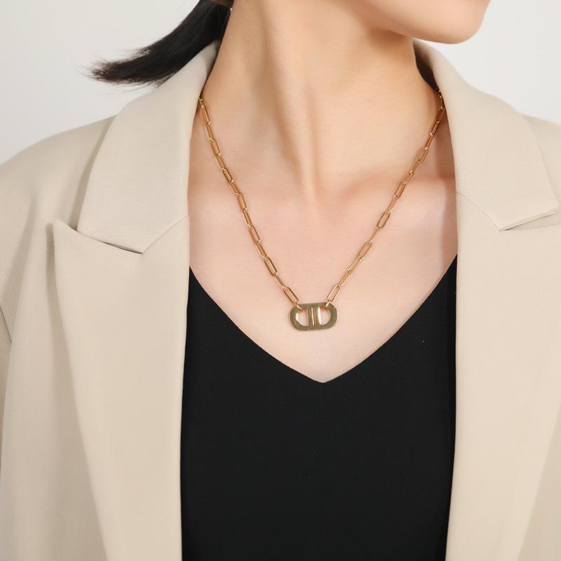 

Легкая роскошь титановая сталь многослойное двойное ожерелье ретро нишевый темперамент ключичная цепочка женская высококлассная цепочка для свитера с украшениями