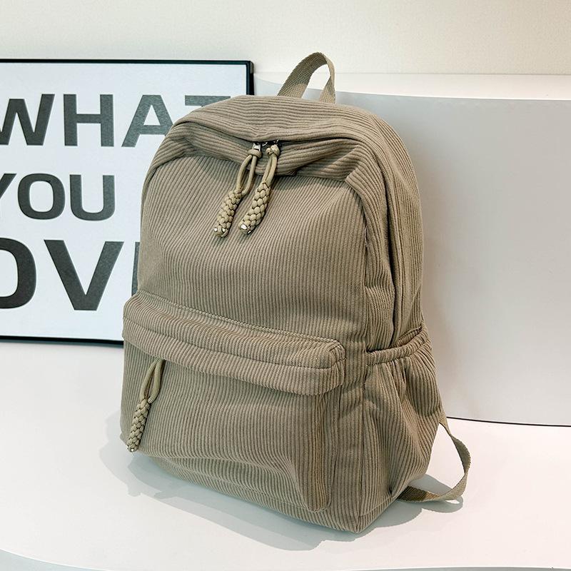 Schultasche Neuer einfarbiger Cord-Rucksack für Pendler, vielseitig, große Kapazität, Plüsch-Rucksack für Studenten, Freizeit-Reise-Tasche