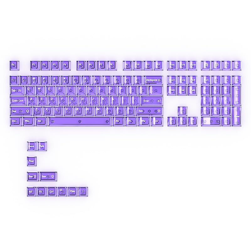 

Keycaps 113 Key Cherry Profile Transparent PBT Custom Keycap Set for Mechanical Keyboard Keycaps for Cherry Gateron MX Switches Purple [Purple Mist] фіолетовий
