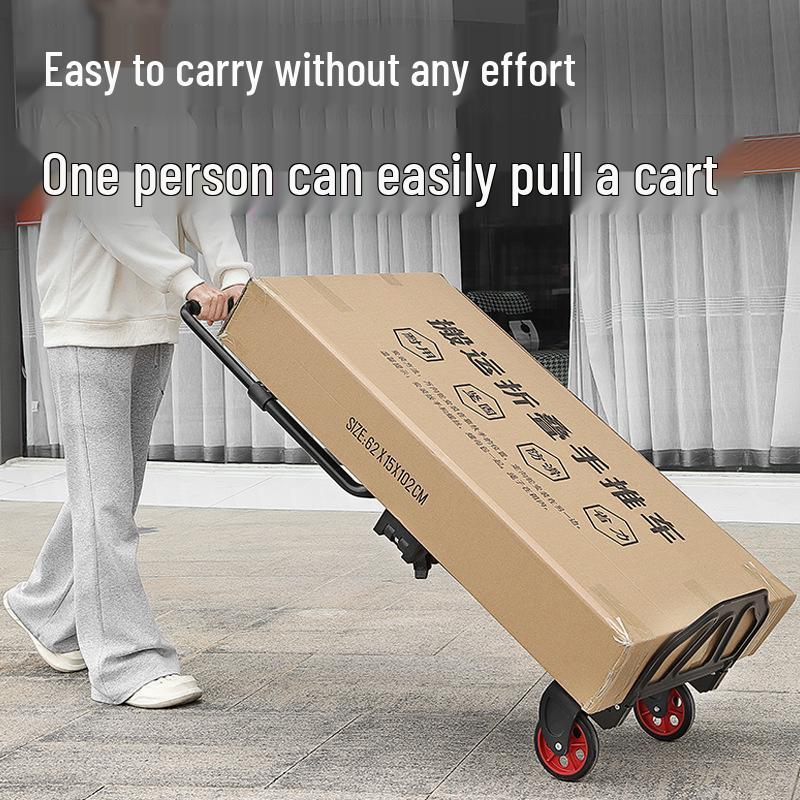 Silent Folding Flat Cart - Multifunctional Portable Trolley Hand Cart Dolly for Pulling and Pushing Goods