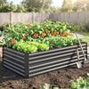 Raised Beds for Garden, Galvanised Steel Outdoor Planters with Multi-reinforced Rods, 180 X 90 X 59 Cm, Dark Grey