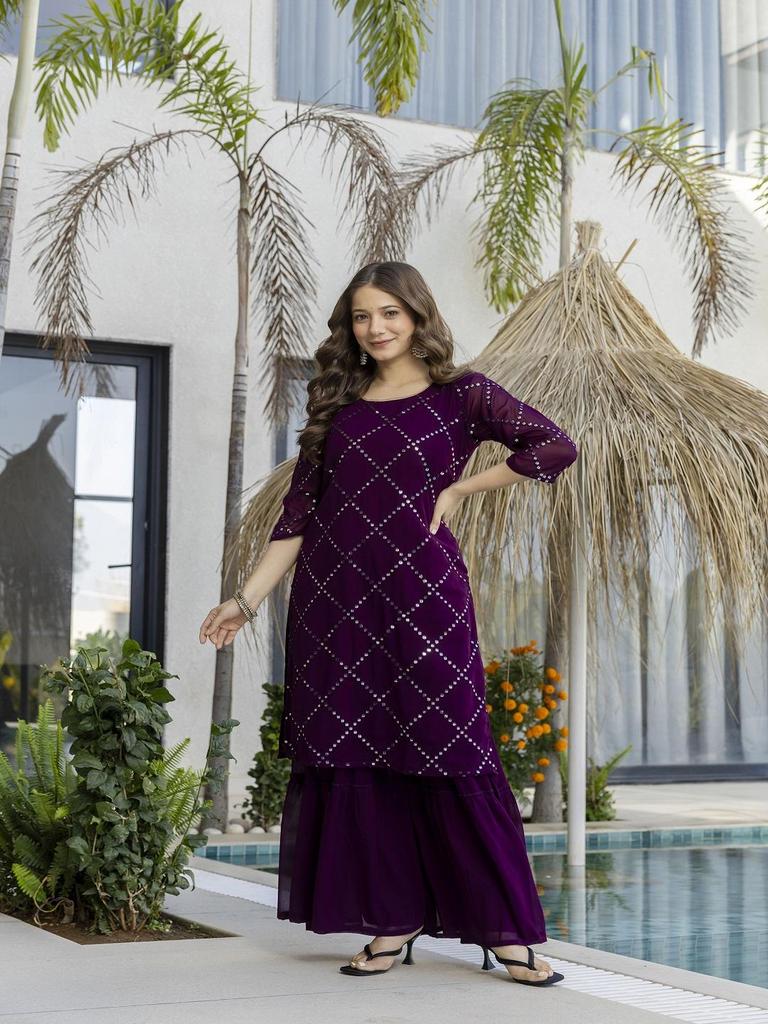 Women Ethnic Kurta Set with Dupatta – Embroidered Party Wear Suit for Women