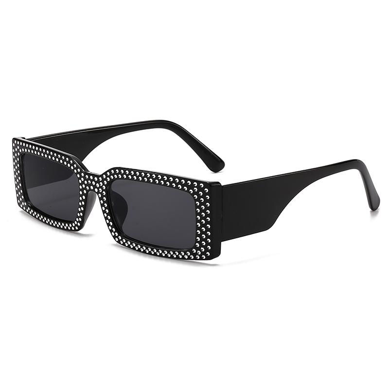 2PACK Trendy New Modern Diamond Glasses Fashionable Small Frame Square Sunglasses Women European and American Hip Hop Sunglasses