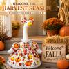 Autumn Porch Goose Clothing 23 "Lawn Statue Autumn Goose Clothing Set   Scarecrow Theme  including straw hat   plaid shirt   denim apron  suitable f