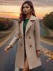European Women's Slim Fit Wool Coat - Single-Breasted Belted Design, Perfect for Commuting.