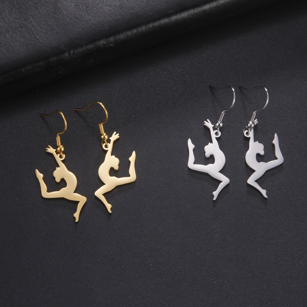 Cazador Stainless Steel Gymnast Yoga Drop Earrings Gold Color Jewelry Earrings for Women 2026 Trending Birthday Mother Day Gift