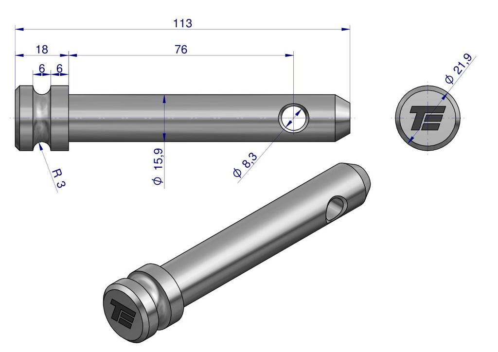 Sworzeń Łącznika Górnego 15.9X76X113 Teger