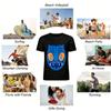 Weird Blue Cat Print Casual Top Fun Animal Pattern Street Style Loose T-Shirt For Men And Women Pure Cotton T-shirt