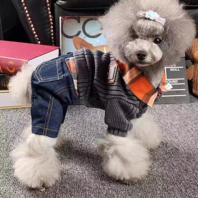 Pet Autumn and Winter Four Legged Coat Spring Overalls Pet Clothes Small Teddy Bear Jumpsuit Small Dog Puppy Clothes Jumpsuit