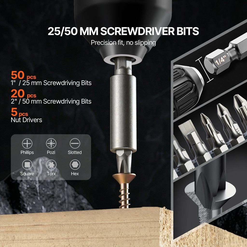 Drill Bit Set 101PCS Screwdriver Bit Set with Carrying Case Multi-purpose