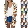 Moda Donna Cardigan Giacca Manica Lunga Casual Largo Tasca Hallowen Top