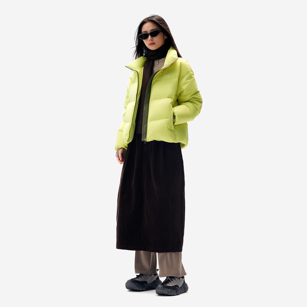 Li Ning Fitness Series Casual Fashion Simple Solid Color Versatile Comfortable Warm Stand Collar Zipper Short Down Jacket Women Outerwear AYMV396-9