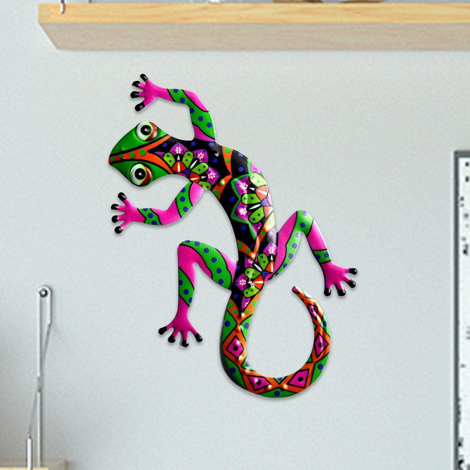 

Металлическая скульптура геккона для декора дома и сада розовый