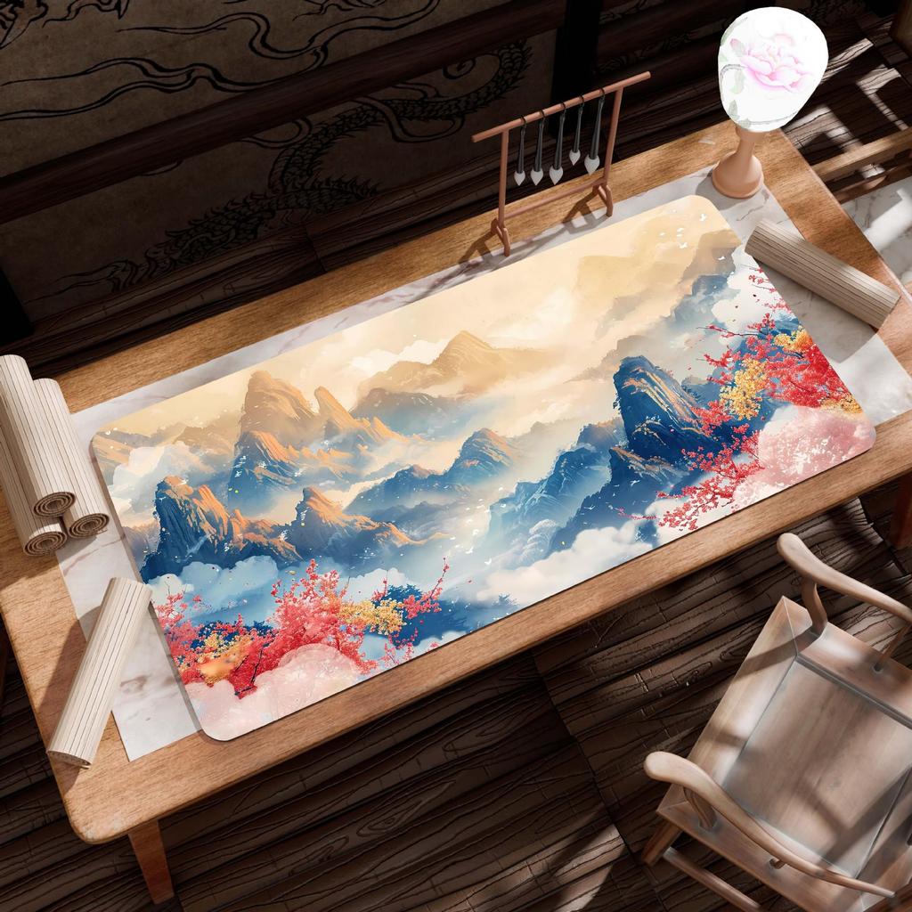 Extra Large Ancient Landscape Mouse Pad - Thick, Lock Edge, One-Piece Desk Mat