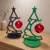 Holiday Atmosphere Ornament Christmas Tree Table Decoration, Metal Line Art Sculpture with Festive Figurine for Workstation Red Ball Xmas Party Desk,