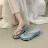 Pinch feet thick-soled heightening slippers women's summer wear versatile casual flip-flops beach seaside slippers