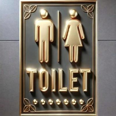 Vintage Metal Tin Sign for Wall Decor, Retro Bathroom Toilet Plaque 2D, Gold Male Female Indicator Waterproof