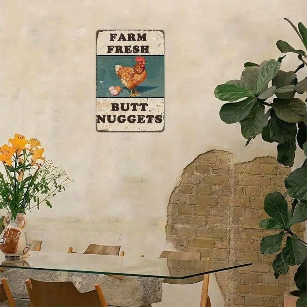 Vintage Farmhouse Chicken Coop Metal Wall Sign Rustic Tin Plaque Country Kitchen Decor