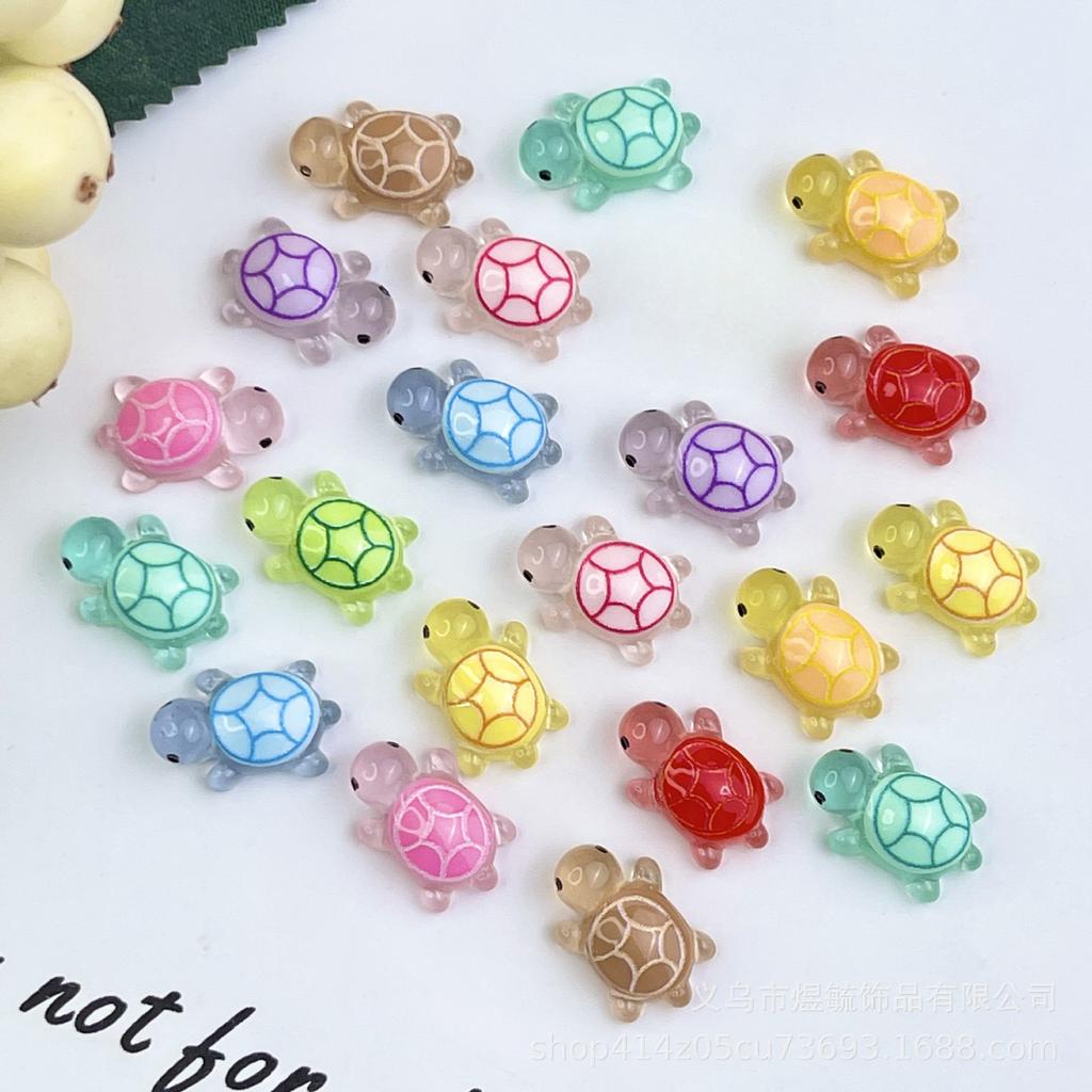 10pcs 5cm Night Light Turtle Champion Same Blind Bag Turtle Resin Ornament with Ten Color Printed Little Turtle Childrens Gift