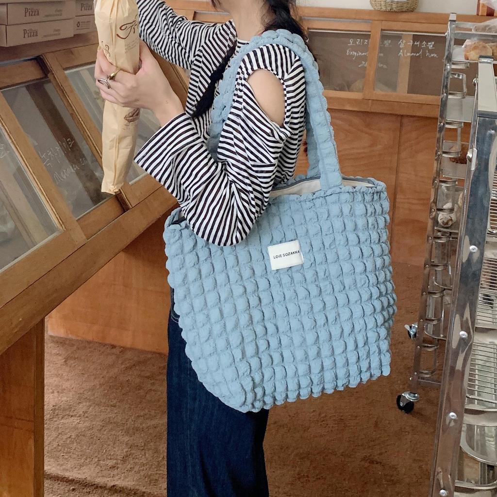 Women Cloud Bubble Flower Shoulder Bag Female Student Simple Handbag Canvas Bag