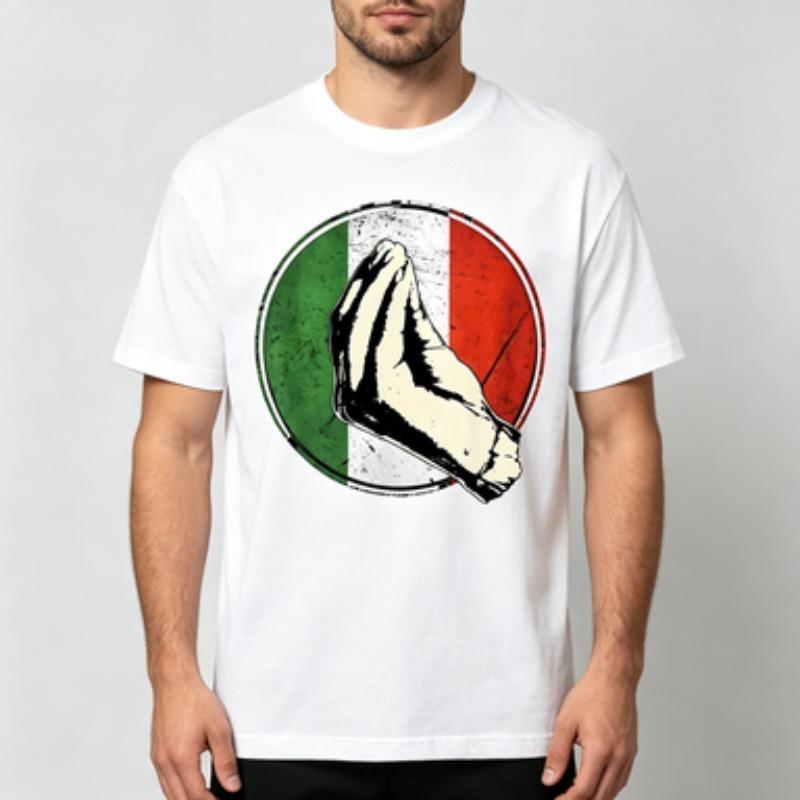 Unisex 100 Cotton O Neck T Shirt Italy Flag Circle Hand Gesture Vintage Graphicpride Casual Male Short Sleeve Tee Tops