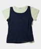 PLACE STUDIO Pintuck Cut-Out Logo Embroidery Sleeveless Set Short Sleeve T-Shirt_ 3 Colors