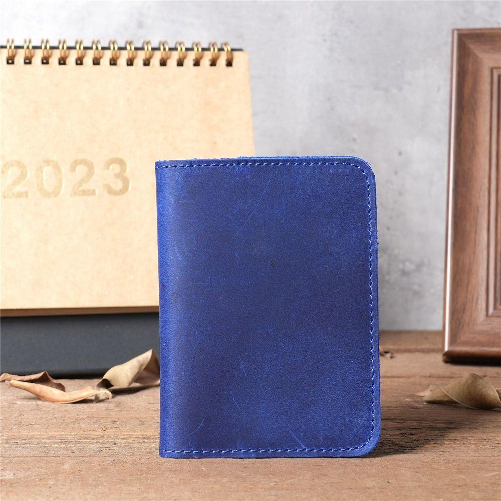 Vintage Genuine Leather Men's Card Holder Minimalist Small Wallet Brown Thin Purse Credit Card ID Card