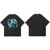 Hip Hop Streetwear  Men TShirt Oversized Restart Letter Graphic T Shirt Vintage Washed Black Tshirt Cotton Unisex Tops Tees