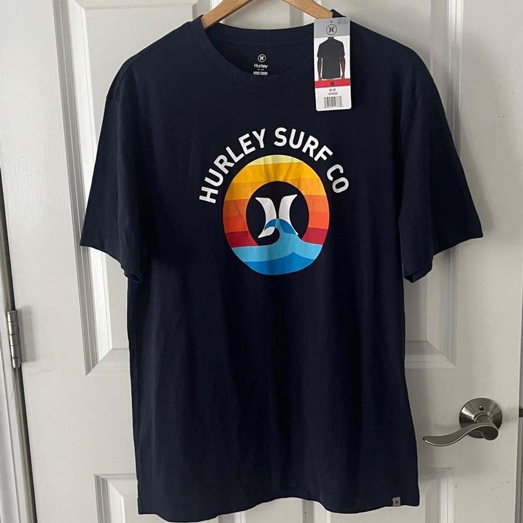 NWT HURLEY T SHIRT wave sun graphic size medium navy blue Unisex T-Shirt