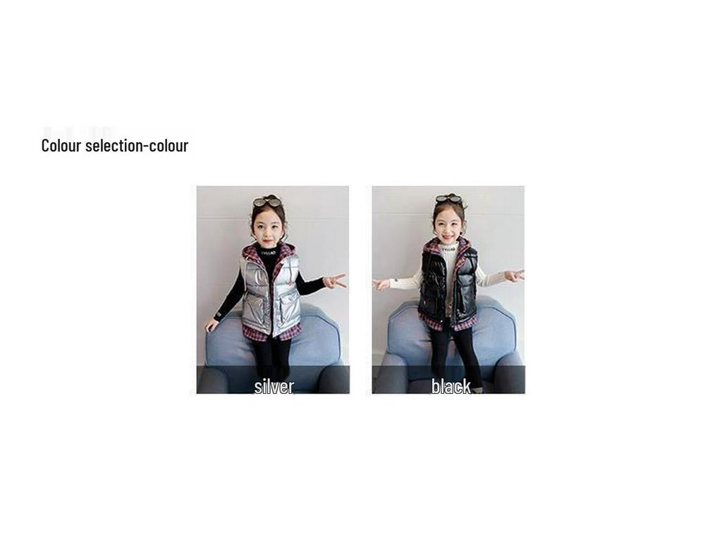 Girls' Fashionable Cotton Vest Jacket - 2025 Winter Style, Thickened Two-Piece Outerwear for Autumn and Winter