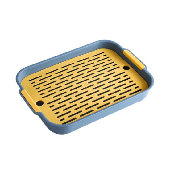 Multi-Purpose Drainage Tray Double-Layer Plastic Drying Rack Rinseable Garbage Tray