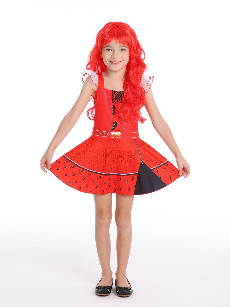 2024 Descendants 4 Vampire Kids Flutter Sleeve Tulle Ballet Dress 3-6Y Summer