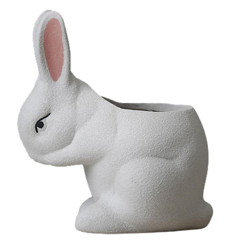 Ghiveci Ceramic pentru Plante Suculente, Model Iepure Desen Animat, Container pentru Cactus, Ghiveci pentru Flori, Decor X3UC