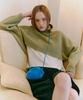 ETMON Round Crop Knit Top Olive Green