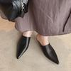 Fashion NEW Summer Women Mules Genuine Leather Shoes for Women Pointed Toe Thin Heel Shoes Cover Toe Slingback Sandals Concise Slippers