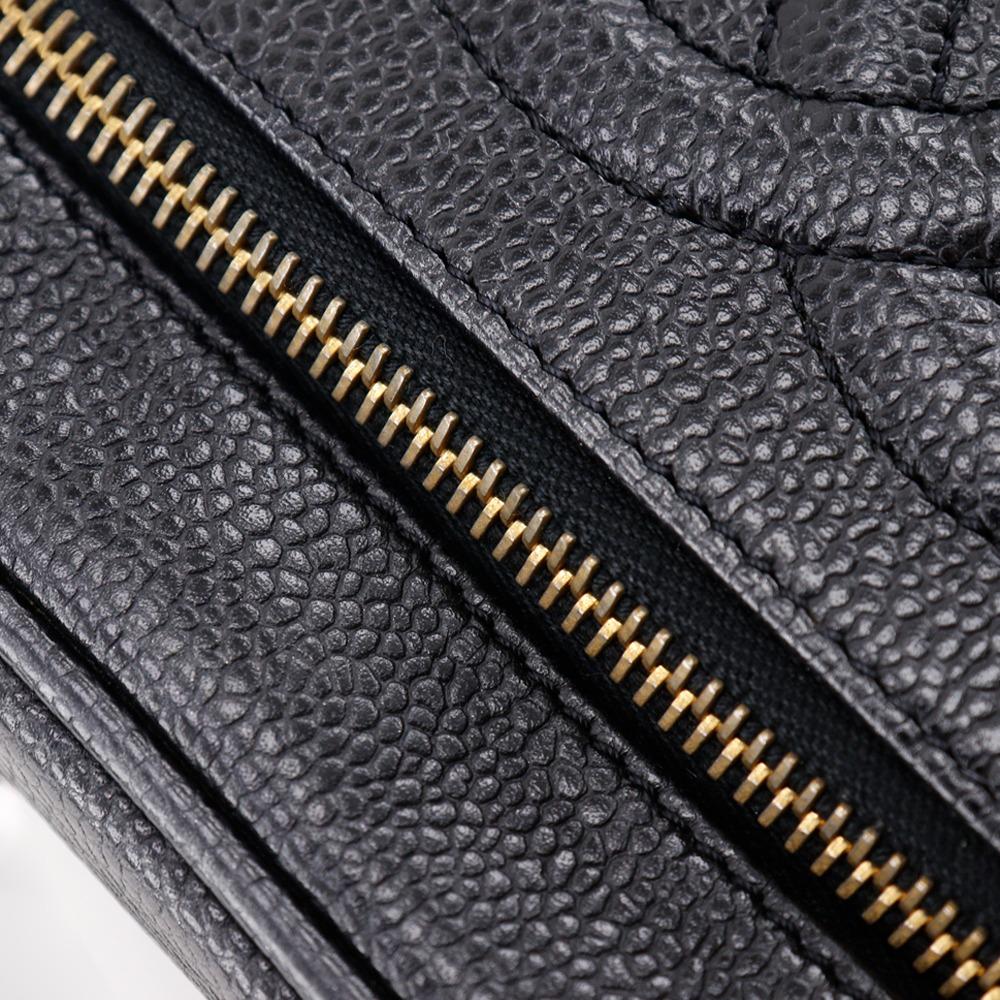 CHANEL Vanity Pouch A01998 COCO Mark black leather Women Used