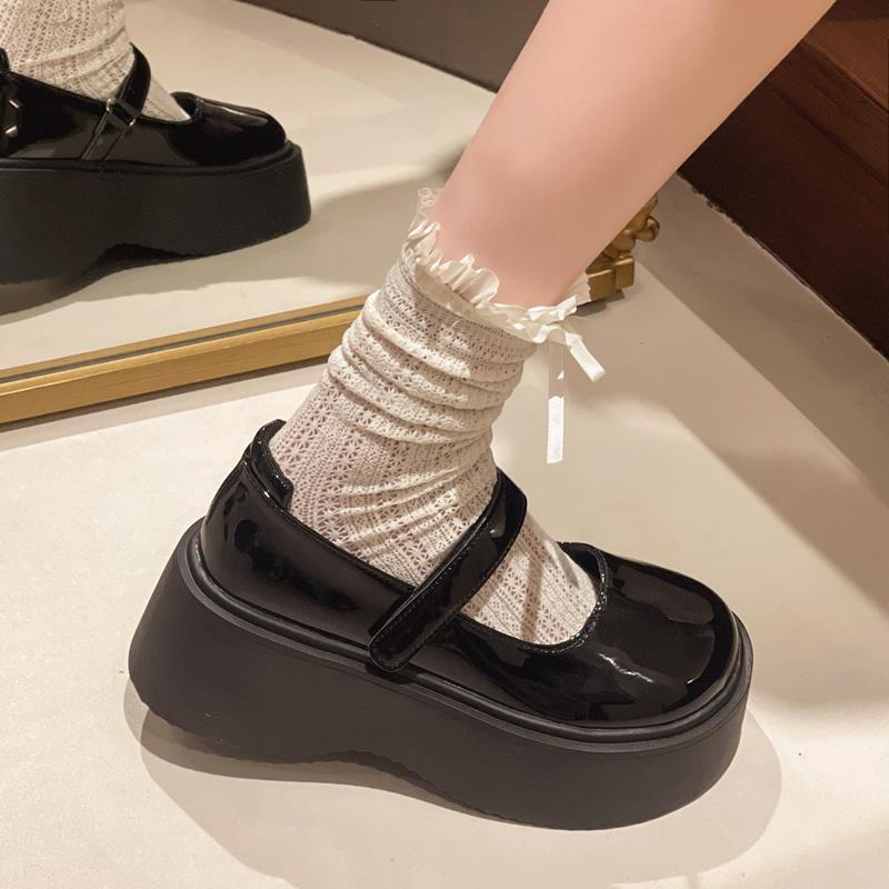 Ladies Thick-soled Mary Jane Flats Women's Spring Summer 2025 New Style Japanese Jk Heightened Female Black Small Leather Shoes