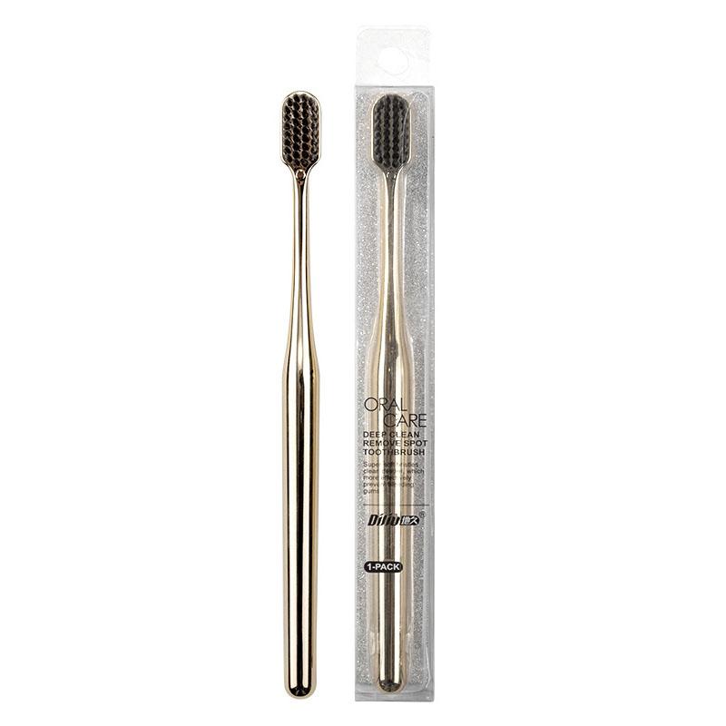 2/1Pc Luxury Soft Toothbrush Men Women Adult Tooth Brush Electroplate Gold Color Dental Brushes Toothbrushes Teeth Cleaning Care