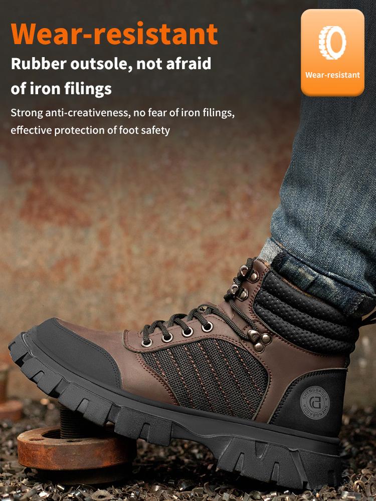 Steel Toe Shoes for Men Indestructible Work Boots Lightweight Safety Shoes Walking Anti-smash Anti-puncture Protective Sneakers