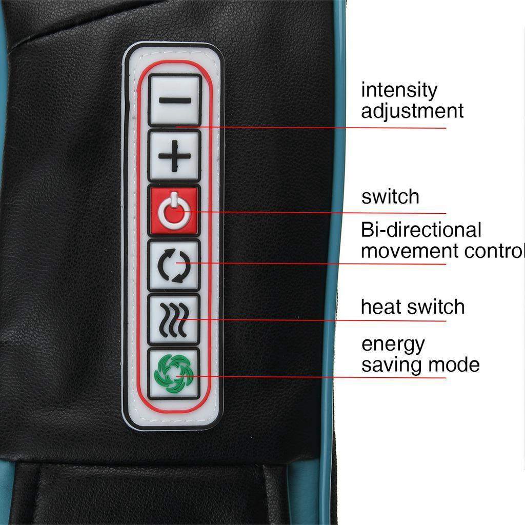 100-220V Cordless Rechargeable Neck Shoulder Massager Shiatsu Massage 3D Nodes Bidirectional Rotation Optional Heat