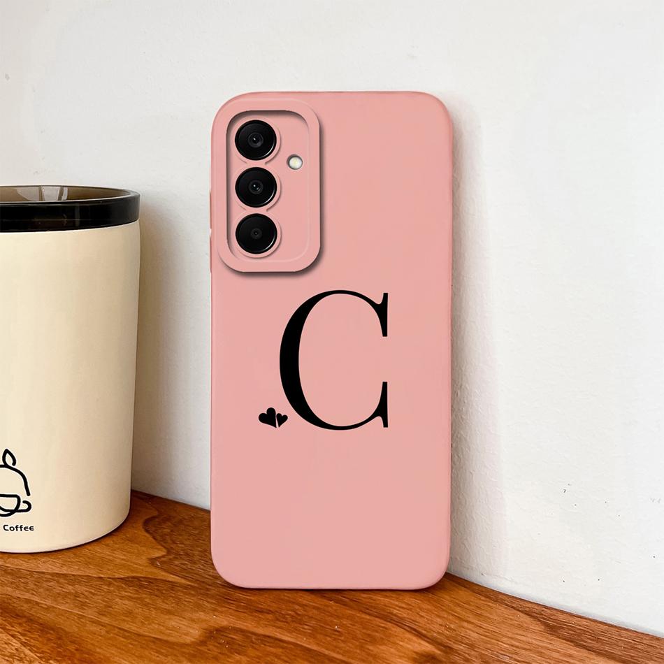 For Samsung Galaxy A17 A07 A37 A57 Phone Case Heart Letters Soft Liquid Silicone Back Cover Camera Protection High Quality Funda